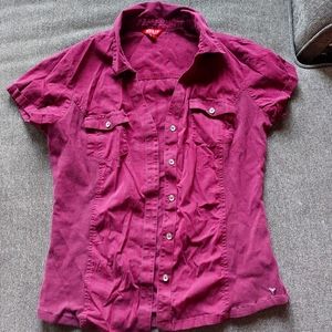 Burgandy collared button down shirt